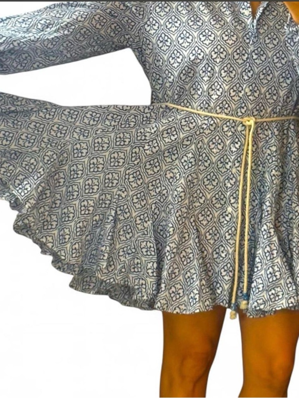 NWOT- Zara Navy and White Geometric Dress. Size XL. Part of tag string attached. - Picture 4 of 7